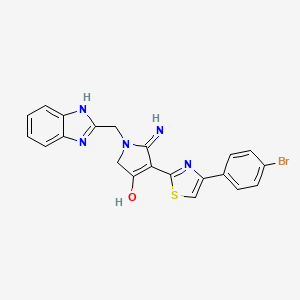 molecular formula C21H16BrN5OS B12166290 1-(1H-benzimidazol-2-ylmethyl)-4-[4-(4-bromophenyl)-1,3-thiazol-2-yl]-5-imino-2,5-dihydro-1H-pyrrol-3-ol 