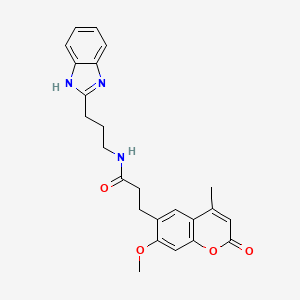 molecular formula C24H25N3O4 B12166294 N-[3-(1H-benzimidazol-2-yl)propyl]-3-(7-methoxy-4-methyl-2-oxo-2H-chromen-6-yl)propanamide 