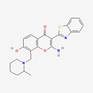 molecular formula C23H23N3O3S B12166343 2-Amino-3-benzothiazol-2-yl-7-hydroxy-8-(2-methyl-piperidin-1-ylmethyl)-chromen-4-one 