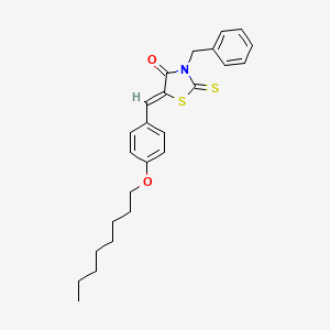 molecular formula C25H29NO2S2 B12166386 5-[(4-Octyloxyphenyl)methylene]-3-benzyl-2-thioxo-1,3-thiazolidin-4-one 