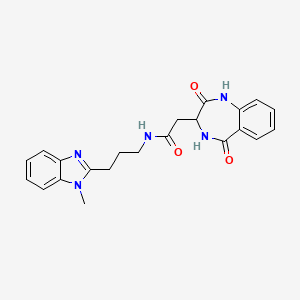 molecular formula C22H23N5O3 B12166405 2-(2,5-dioxo-2,3,4,5-tetrahydro-1H-1,4-benzodiazepin-3-yl)-N-[3-(1-methyl-1H-benzimidazol-2-yl)propyl]acetamide 