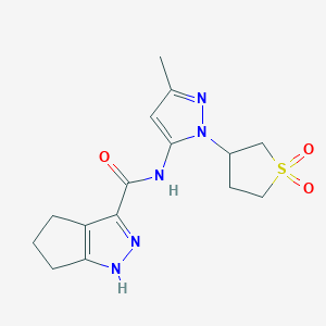 molecular formula C15H19N5O3S B12166417 N-[1-(1,1-dioxidotetrahydrothiophen-3-yl)-3-methyl-1H-pyrazol-5-yl]-2,4,5,6-tetrahydrocyclopenta[c]pyrazole-3-carboxamide 
