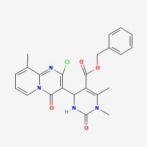 molecular formula C23H21ClN4O4 B12166494 benzyl 4-(2-chloro-9-methyl-4-oxo-4H-pyrido[1,2-a]pyrimidin-3-yl)-1,6-dimethyl-2-oxo-1,2,3,4-tetrahydro-5-pyrimidinecarboxylate 