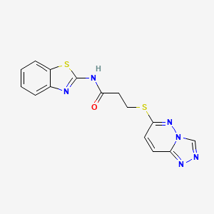 molecular formula C15H12N6OS2 B12166582 3-([1,2,4]triazolo[4,3-b]pyridazin-6-ylthio)-N-(benzo[d]thiazol-2-yl)propanamide 
