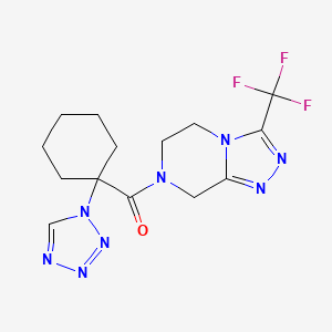 molecular formula C14H17F3N8O B12166649 [1-(1H-tetrazol-1-yl)cyclohexyl][3-(trifluoromethyl)-5,6-dihydro[1,2,4]triazolo[4,3-a]pyrazin-7(8H)-yl]methanone 