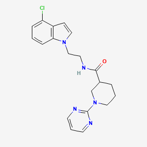 molecular formula C20H22ClN5O B12166697 N-[2-(4-chloro-1H-indol-1-yl)ethyl]-1-(2-pyrimidinyl)-3-piperidinecarboxamide 