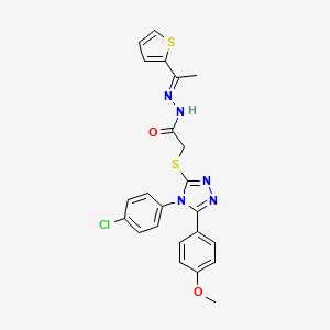 molecular formula C23H20ClN5O2S2 B12166761 2-[[4-(4-chlorophenyl)-5-(4-methoxyphenyl)-1,2,4-triazol-3-yl]sulfanyl]-N-[(Z)-1-thiophen-2-ylethylideneamino]acetamide 