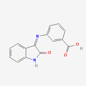 molecular formula C15H10N2O3 B12166776 3-{[(3E)-2-oxo-1,2-dihydro-3H-indol-3-ylidene]amino}benzoic acid 