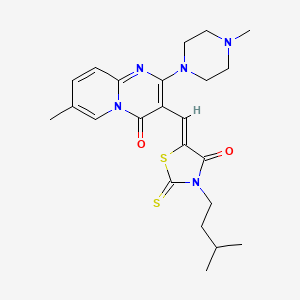 molecular formula C23H29N5O2S2 B12167033 7-methyl-3-{(Z)-[3-(3-methylbutyl)-4-oxo-2-thioxo-1,3-thiazolidin-5-ylidene]methyl}-2-(4-methylpiperazin-1-yl)-4H-pyrido[1,2-a]pyrimidin-4-one 