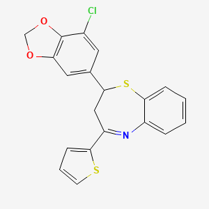 molecular formula C20H14ClNO2S2 B12167195 2-(7-Chloro-1,3-benzodioxol-5-yl)-4-(thiophen-2-yl)-2,3-dihydro-1,5-benzothiazepine 