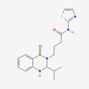 molecular formula C18H22N4O2S B12167206 4-[4-oxo-2-(propan-2-yl)-1,4-dihydroquinazolin-3(2H)-yl]-N-(1,3-thiazol-2-yl)butanamide 