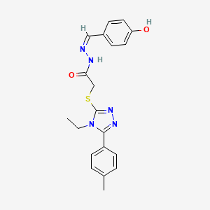 molecular formula C20H21N5O2S B12167237 2-{[4-ethyl-5-(4-methylphenyl)-4H-1,2,4-triazol-3-yl]sulfanyl}-N'-[(Z)-(4-hydroxyphenyl)methylidene]acetohydrazide 