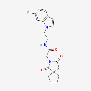 molecular formula C20H22FN3O3 B12167410 2-(1,3-dioxo-2-azaspiro[4.4]non-2-yl)-N-[2-(6-fluoro-1H-indol-1-yl)ethyl]acetamide 