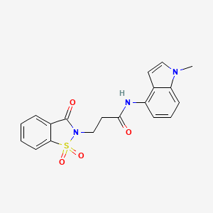 molecular formula C19H17N3O4S B12167441 3-(1,1-dioxido-3-oxo-1,2-benzothiazol-2(3H)-yl)-N-(1-methyl-1H-indol-4-yl)propanamide 