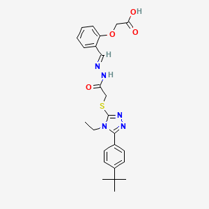 molecular formula C25H29N5O4S B12167457 (2-{(E)-[2-({[5-(4-tert-butylphenyl)-4-ethyl-4H-1,2,4-triazol-3-yl]sulfanyl}acetyl)hydrazinylidene]methyl}phenoxy)acetic acid 