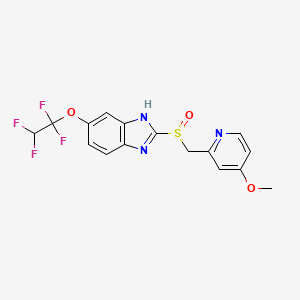 molecular formula C16H13F4N3O3S B1216756 2-(4-Methoxy-2-pyridylmethylsulfinyl)-5-(1,1,2,2-tetrafluoroethoxy)-1H-benzimidazole CAS No. 97963-96-7