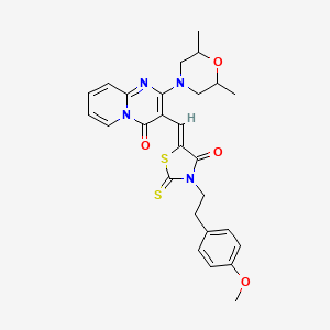 molecular formula C27H28N4O4S2 B12167572 2-(2,6-dimethylmorpholin-4-yl)-3-[(Z)-{3-[2-(4-methoxyphenyl)ethyl]-4-oxo-2-thioxo-1,3-thiazolidin-5-ylidene}methyl]-4H-pyrido[1,2-a]pyrimidin-4-one 