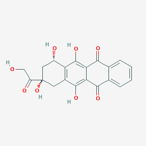 molecular formula C20H16O8 B1216763 (7S-cis)-7,8,9,10-Tetrahydro-6,7,9,11-tetrahydroxy-9-(hydroxyacetyl)-5,12-naphthacenedione CAS No. 86333-80-4