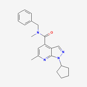molecular formula C21H24N4O B12167630 N-benzyl-1-cyclopentyl-N,6-dimethyl-1H-pyrazolo[3,4-b]pyridine-4-carboxamide 