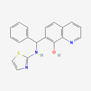 molecular formula C19H15N3OS B12167634 7-(alpha-2-Thiazolylaminobenzyl)-8-quinolinol CAS No. 73855-38-6
