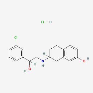 molecular formula C18H21Cl2NO2 B1216767 2-((7-Hydroxy-1,2,3,4-tetrahydronaphth-2-yl)amino)-1-(3-chlorophenyl)ethanol hcl CAS No. 107758-24-7