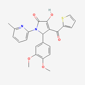 molecular formula C23H20N2O5S B12167680 (4E)-5-(3,4-dimethoxyphenyl)-4-[hydroxy(thiophen-2-yl)methylidene]-1-(6-methylpyridin-2-yl)pyrrolidine-2,3-dione 