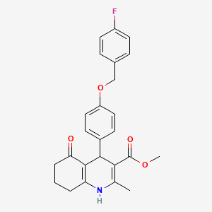 molecular formula C25H24FNO4 B12167780 Methyl 4-{4-[(4-fluorophenyl)methoxy]phenyl}-2-methyl-5-oxo-1,4,5,6,7,8-hexahydroquinoline-3-carboxylate 