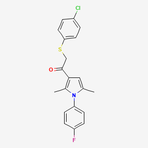 molecular formula C20H17ClFNOS B12167904 2-[(4-chlorophenyl)sulfanyl]-1-[1-(4-fluorophenyl)-2,5-dimethyl-1H-pyrrol-3-yl]ethan-1-one 