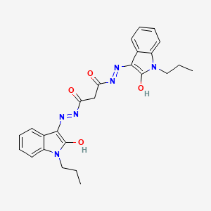 molecular formula C25H26N6O4 B12167957 N'~1~-[(3E)-2-oxo-1-propyl-1,2-dihydro-3H-indol-3-ylidene]-N'~3~-[(3Z)-2-oxo-1-propyl-1,2-dihydro-3H-indol-3-ylidene]propanedihydrazide 