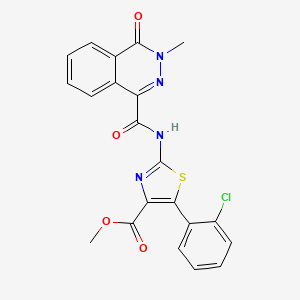 molecular formula C21H15ClN4O4S B12168045 methyl (2Z)-5-(2-chlorophenyl)-2-{[(3-methyl-4-oxo-3,4-dihydrophthalazin-1-yl)carbonyl]imino}-2,3-dihydro-1,3-thiazole-4-carboxylate 
