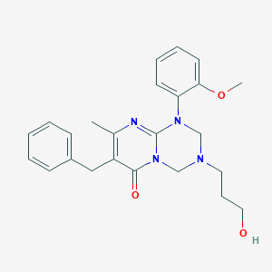 molecular formula C24H28N4O3 B12168152 7-ethyl-1-(2-methoxyphenyl)-8-methyl-3-(3-morpholin-4-ylpropyl)-1,2,3,4-tetrahydro-6H-pyrimido[1,2-a][1,3,5]triazin-6-one 