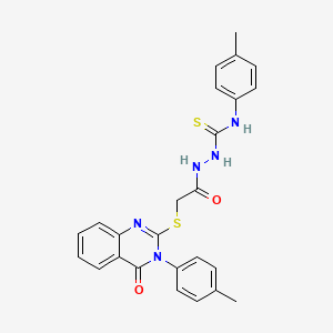 molecular formula C25H23N5O2S2 B12168162 1-(4-Methylphenyl)-3-[[2-[3-(4-methylphenyl)-4-oxoquinazolin-2-yl]sulfanylacetyl]amino]thiourea 