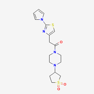 molecular formula C17H22N4O3S2 B12168244 1-[4-(1,1-dioxidotetrahydrothiophen-3-yl)piperazin-1-yl]-2-[2-(1H-pyrrol-1-yl)-1,3-thiazol-4-yl]ethanone 