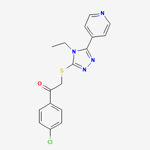 molecular formula C17H15ClN4OS B12168256 1-(4-chlorophenyl)-2-{[4-ethyl-5-(pyridin-4-yl)-4H-1,2,4-triazol-3-yl]sulfanyl}ethanone 
