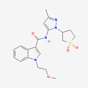 molecular formula C20H24N4O4S B12168286 N-[1-(1,1-dioxidotetrahydrothiophen-3-yl)-3-methyl-1H-pyrazol-5-yl]-1-(2-methoxyethyl)-1H-indole-3-carboxamide 