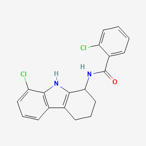 molecular formula C19H16Cl2N2O B12168374 2-Chloro-N-(8-chloro-2,3,4,9-tetrahydro-1H-carbazol-1-YL)benzamide 