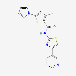 molecular formula C17H13N5OS2 B12168459 4-methyl-N-[(2Z)-4-(pyridin-3-yl)-1,3-thiazol-2(3H)-ylidene]-2-(1H-pyrrol-1-yl)-1,3-thiazole-5-carboxamide 