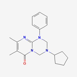 molecular formula C19H24N4O B12168484 3-Cyclopentyl-7,8-dimethyl-1-phenyl-2,4-dihydropyrimido[1,2-a][1,3,5]triazin-6-one 