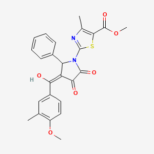 molecular formula C25H22N2O6S B12168497 methyl 2-{(3E)-3-[hydroxy(4-methoxy-3-methylphenyl)methylidene]-4,5-dioxo-2-phenylpyrrolidin-1-yl}-4-methyl-1,3-thiazole-5-carboxylate 