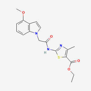molecular formula C18H19N3O4S B12168536 ethyl 2-{[(4-methoxy-1H-indol-1-yl)acetyl]amino}-4-methyl-1,3-thiazole-5-carboxylate 