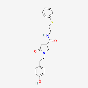 molecular formula C21H24N2O3S B12168593 1-[2-(4-hydroxyphenyl)ethyl]-5-oxo-N-[2-(phenylsulfanyl)ethyl]pyrrolidine-3-carboxamide 