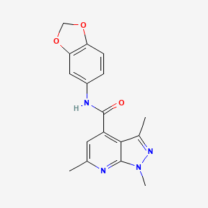 molecular formula C17H16N4O3 B12168620 N-(1,3-benzodioxol-5-yl)-1,3,6-trimethyl-1H-pyrazolo[3,4-b]pyridine-4-carboxamide 