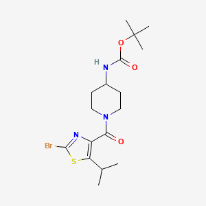 molecular formula C17H26BrN3O3S B12168639 Tert-butyl (1-{[2-bromo-5-(propan-2-yl)-1,3-thiazol-4-yl]carbonyl}piperidin-4-yl)carbamate 