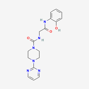 molecular formula C17H20N6O3 B12168726 N-{2-[(2-hydroxyphenyl)amino]-2-oxoethyl}-4-(pyrimidin-2-yl)piperazine-1-carboxamide 