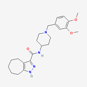 molecular formula C23H32N4O3 B12168743 N-[1-(3,4-dimethoxybenzyl)piperidin-4-yl]-2,4,5,6,7,8-hexahydrocyclohepta[c]pyrazole-3-carboxamide 