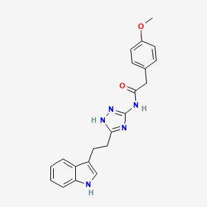 molecular formula C21H21N5O2 B12168747 N-{3-[2-(1H-indol-3-yl)ethyl]-1H-1,2,4-triazol-5-yl}-2-(4-methoxyphenyl)acetamide 