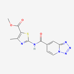 molecular formula C12H10N6O3S B12168768 Methyl 4-methyl-2-[(tetrazolo[1,5-a]pyridin-7-ylcarbonyl)amino]-1,3-thiazole-5-carboxylate 