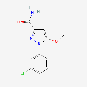 molecular formula C11H10ClN3O2 B1216886 1-(3-Chlorophenyl)-5-methoxy-1H-pyrazole-3-carboxamide CAS No. 54708-52-0