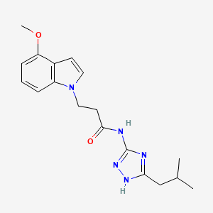 molecular formula C18H23N5O2 B12169052 3-(4-methoxy-1H-indol-1-yl)-N-[3-(2-methylpropyl)-1H-1,2,4-triazol-5-yl]propanamide 