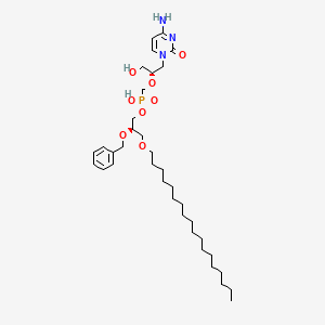 molecular formula C36H62N3O8P B1216908 [(1S)-1-[(4-amino-2-oxo-pyrimidin-1-yl)methyl]-2-hydroxy-ethoxy]methyl-[(2R)-2-benzyloxy-3-octadecoxy-propoxy]phosphinic acid 